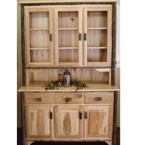 Amish Hickory Hutch with Glass Doors