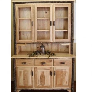 3 Door Hickory Hutch with Glass Doors