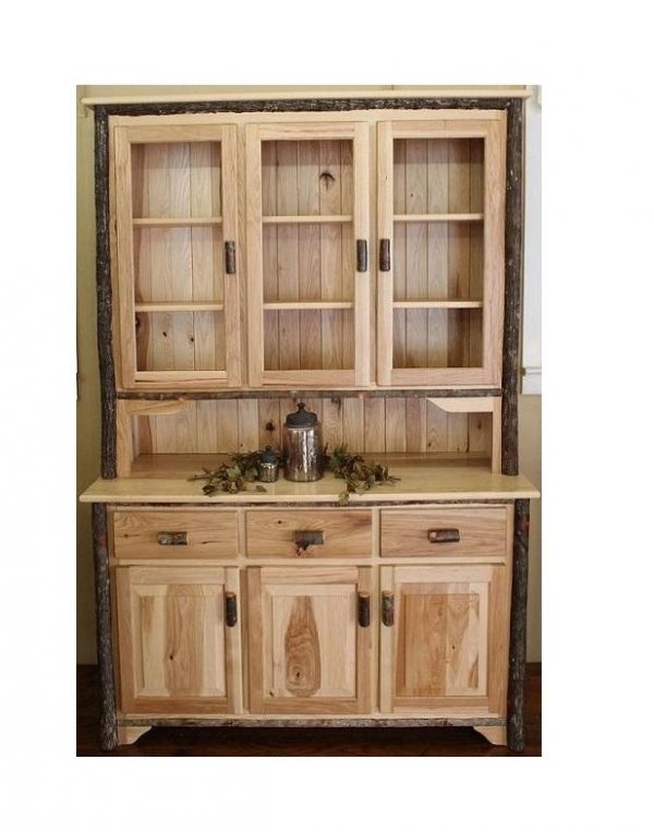 Amish Hickory Hutch with Glass Doors