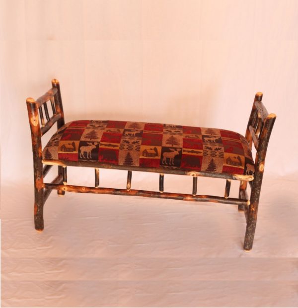 Upholstered Hickory Bench with sides