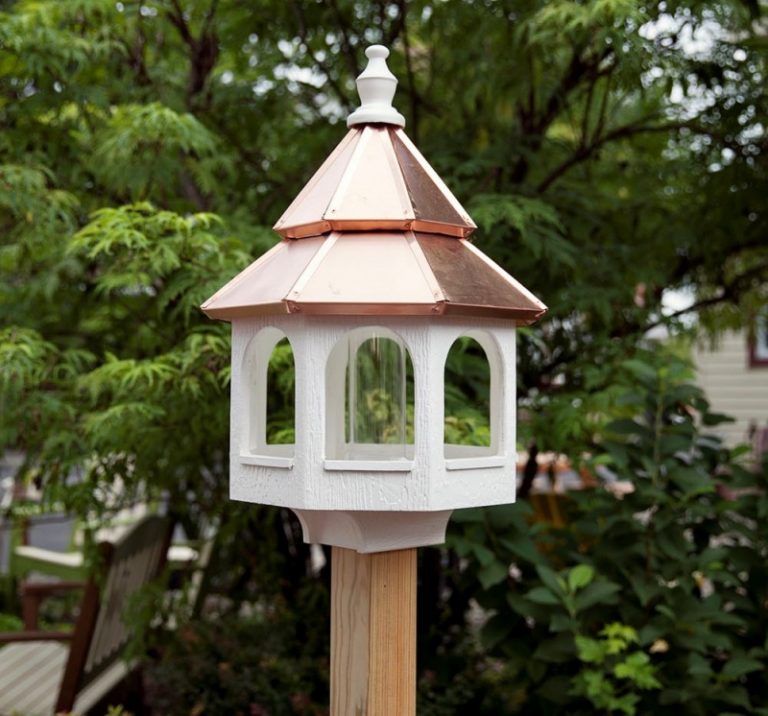 Large Bird feeder with copper roof - Carriage House Furnishings