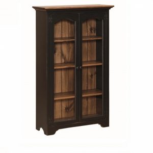 Black / Walnut Medium Bookcase w/Glass Doors