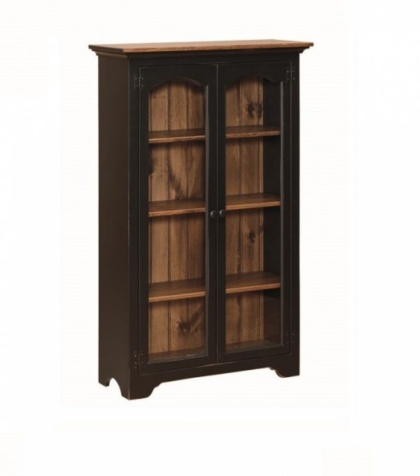Black / Walnut Medium Bookcase w/Glass Doors