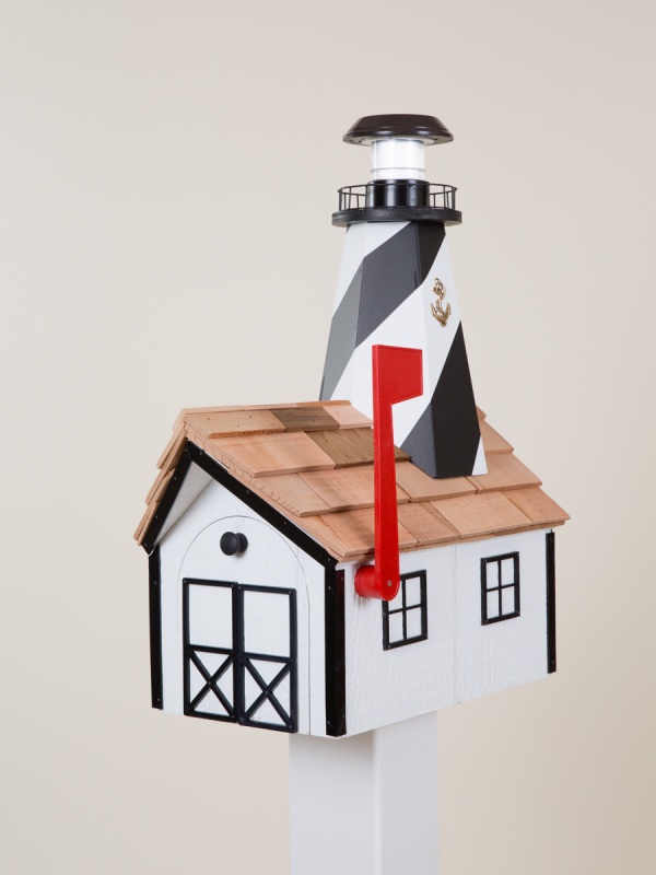 lighthouse mailbox white with black trim