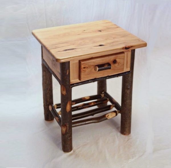 Natural Finish Hickory Nightstand with Drawer