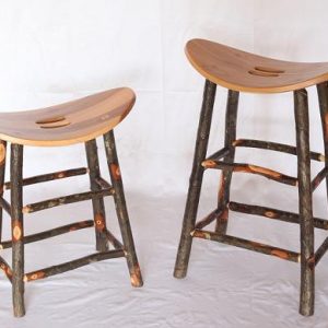 Hickory Wood Saddle Barstools