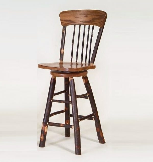 Hickory/ Oak Panelback Swivel Barstool