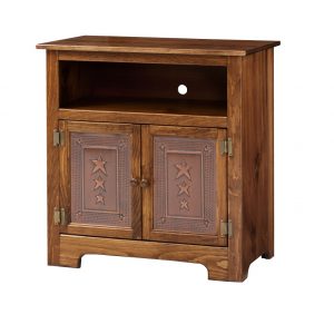 Amish TV Cabinet w/ Copper Panel Doors