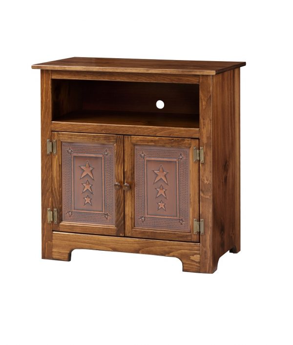 Amish TV Cabinet w/ Copper Panel Doors