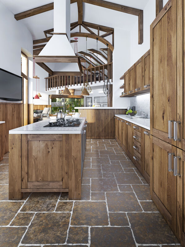 Large beautiful rustic kitchen