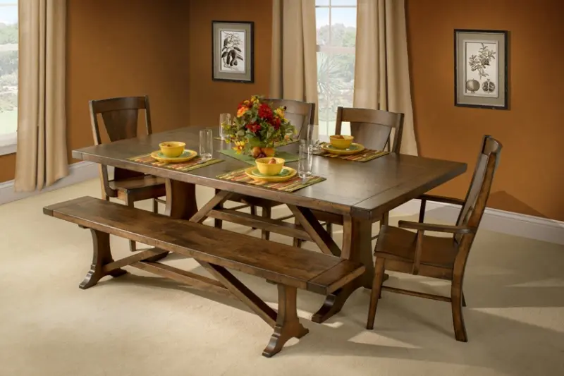 Kitchen table with 4 chairs and a bench